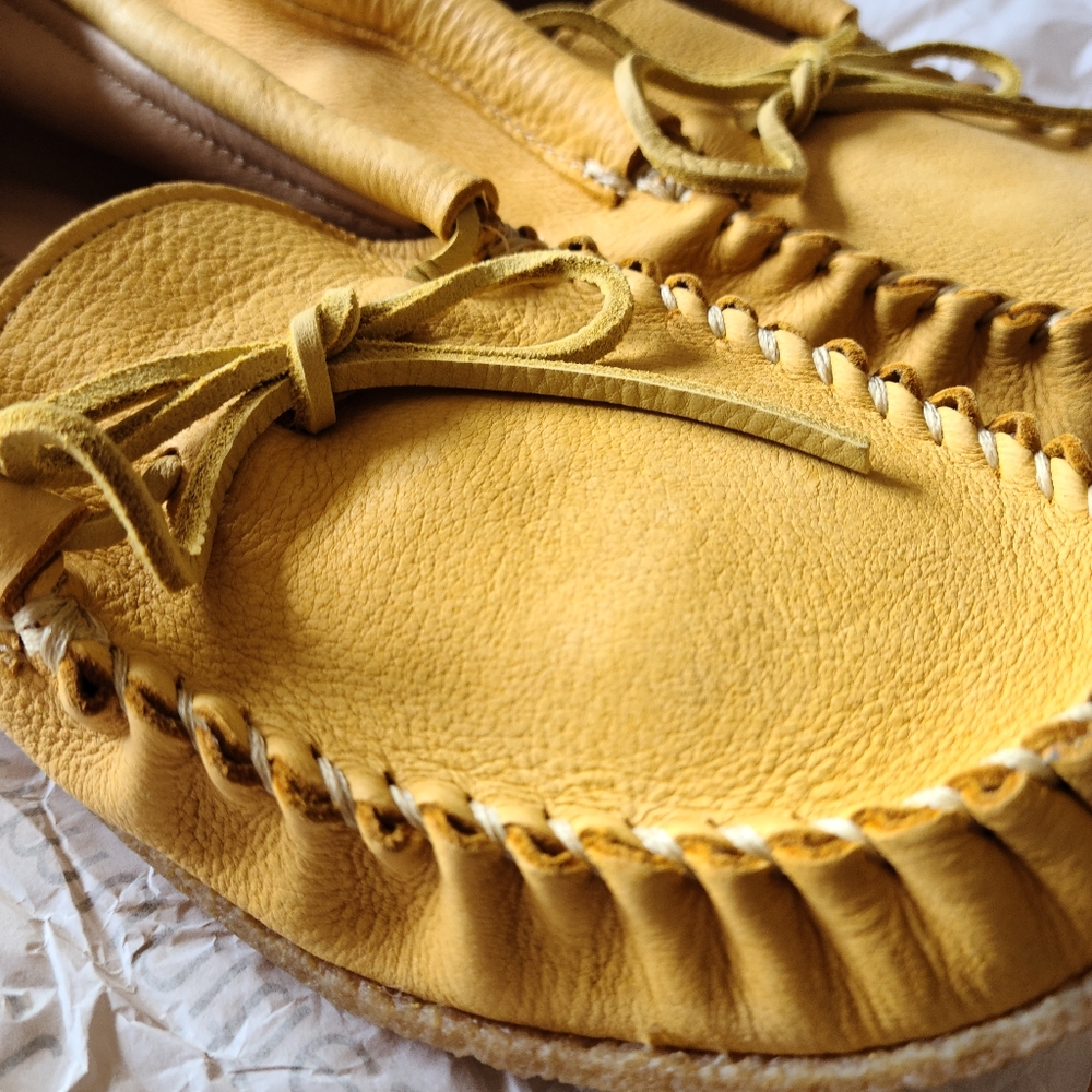 Manitobah Kayak Yellow Leather Moccasins